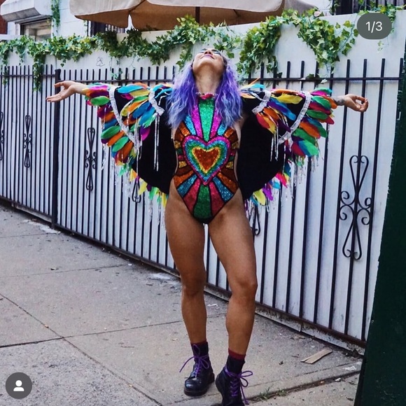 Topshop Multicolor Feather Sequin Cape - Picture 2 of 11